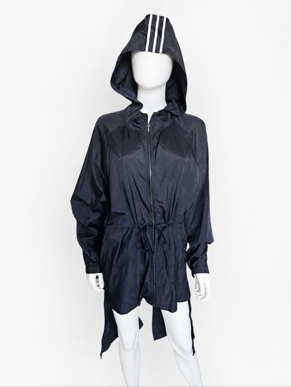 FEDERICA TOSI | Navy Hooded Windbreaker Jacket Cinched Waist Lightweight IT 44 U